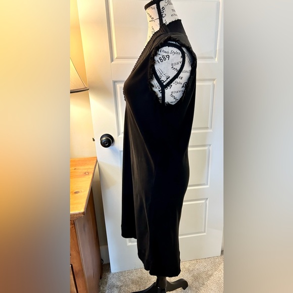 Maven West Black Raw Edge V-Neck Cable Trim Shift Dress – Size Small - Picture 6 of 10